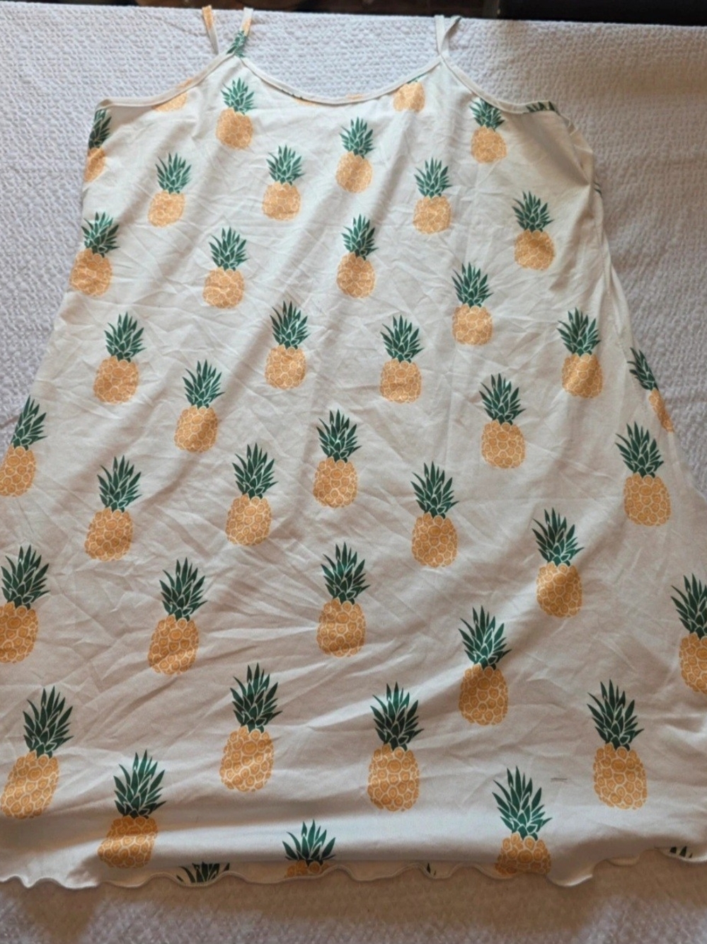 SHEIN Cream Pineapple Print Slip Dress Xl